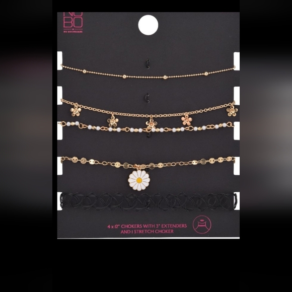 No Boundaries Women's Gold Tone 5pc Daisy Choker Set - Picture 1 of 5